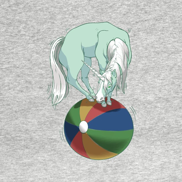 Unicorn Balancing on Beach Ball by RJKpoyp